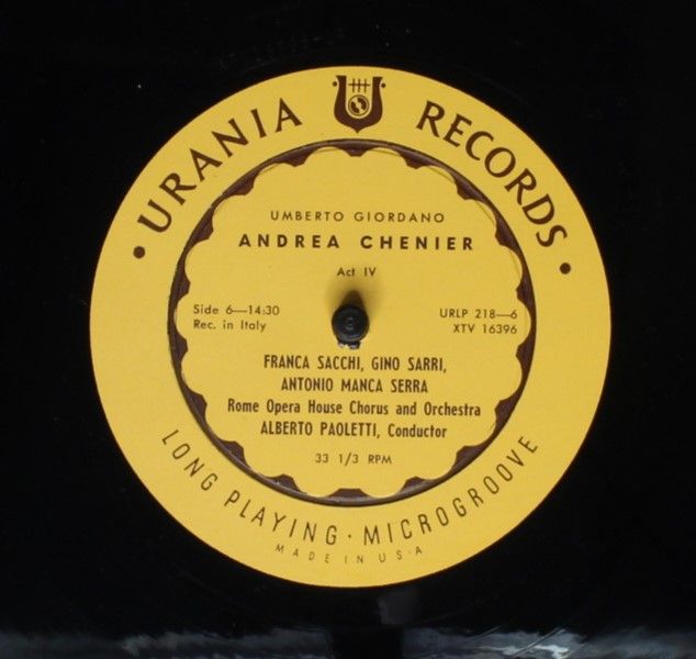 Urania Records (3) URLP 218 - Umberto Giordano, Franca Sacchi (2 - Image 9