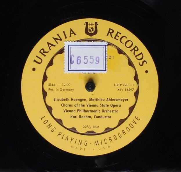 Urania Records (3) URLP 220 - Giuseppe Verdi, Elisabeth Höngen, - Image 3