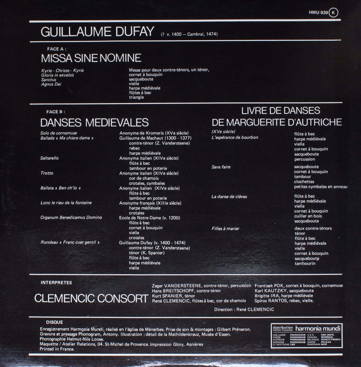 Harmonia Mundi HMU 939 - Guillaume Dufay, Clemencic Consort - Mi - Image 2