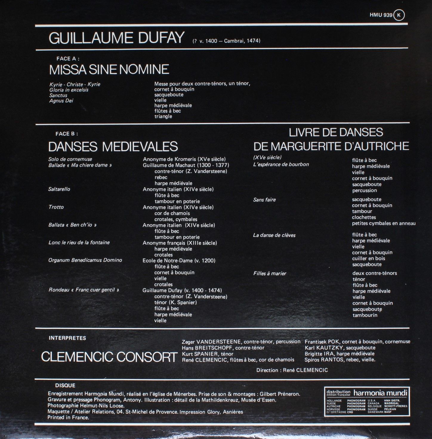 Harmonia Mundi HMU 939 - Guillaume Dufay, Clemencic Consort - Mi - Image 2