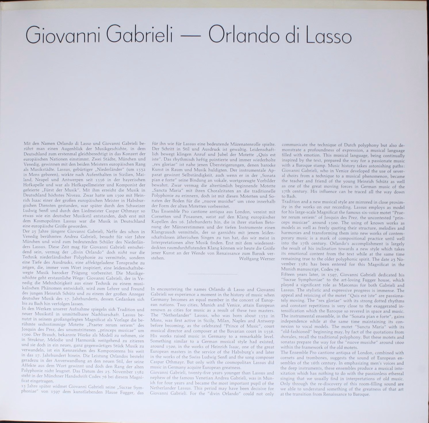 Harmonia Mundi 25 21750-7 - Giovanni Gabrieli, Roland de Lassus, - Image 4