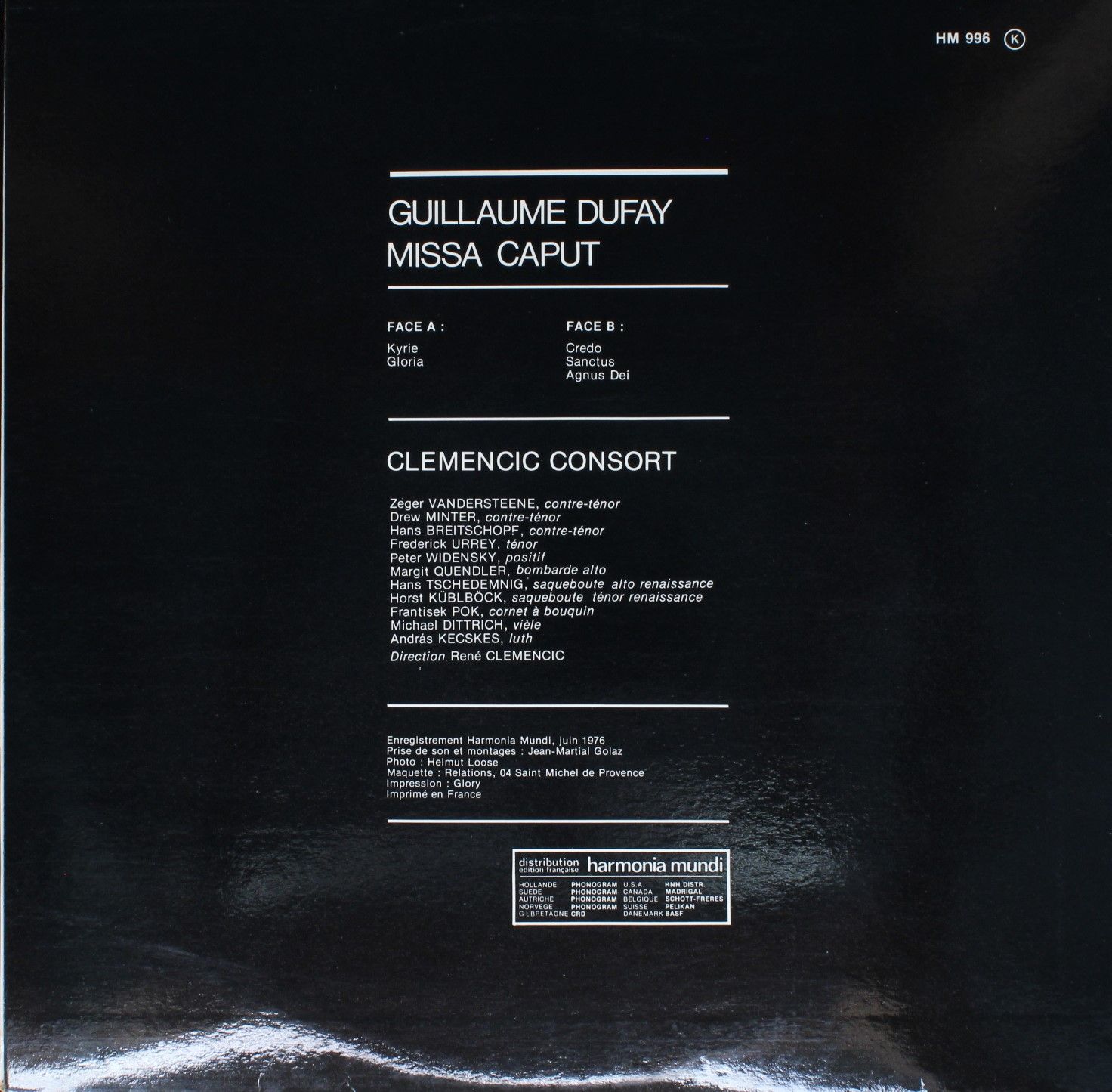 Harmonia Mundi HM 996 - Guillaume Dufay, Clemencic Consort - Mis - Image 2