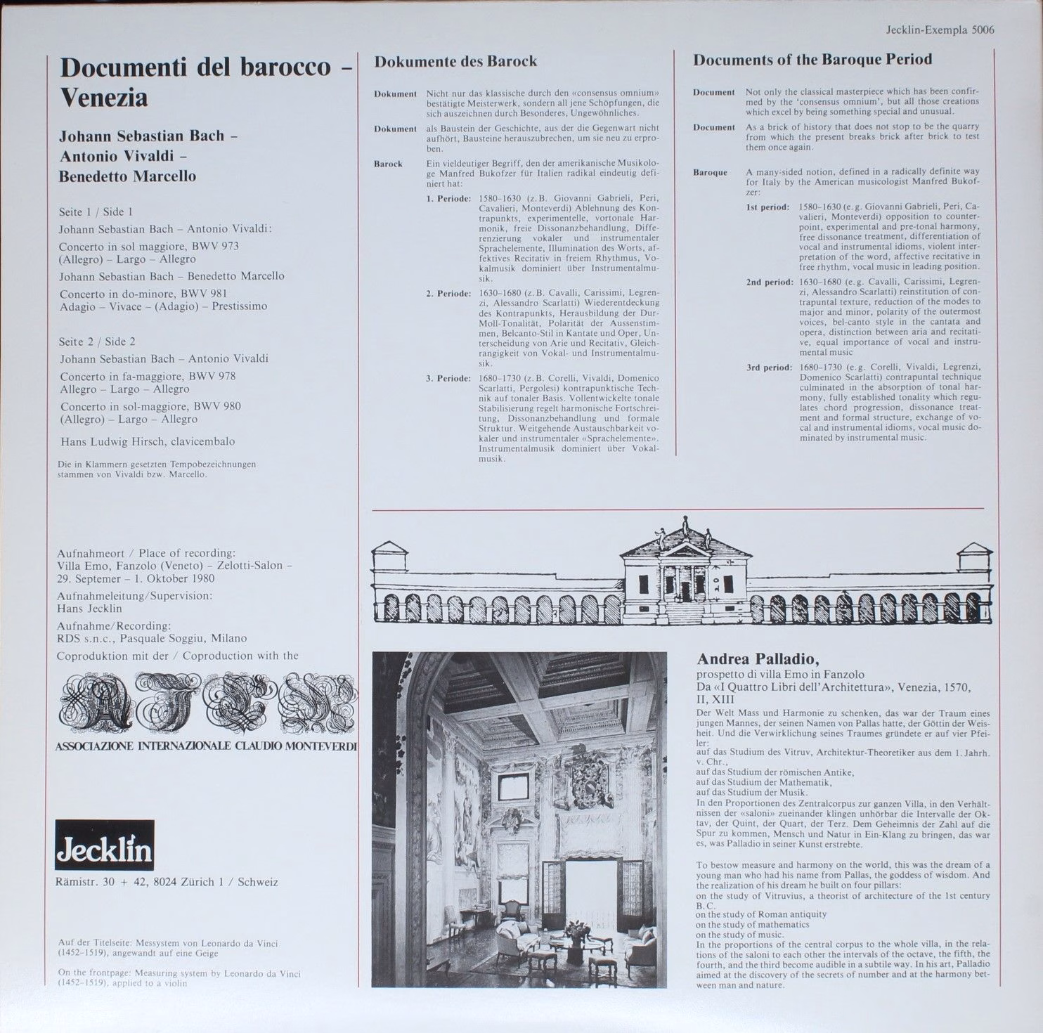 Jecklin Exempla 5006 - Johann Sebastian Bach, Hans Ludwig Hirsch - Image 2