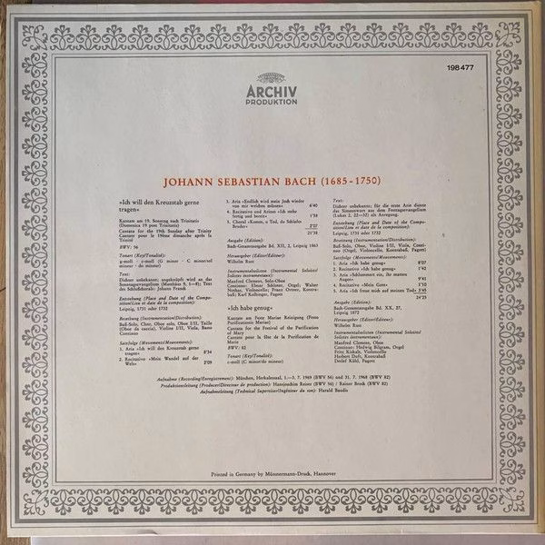 Archiv Produktion 198 477 - Johann Sebastian Bach - Kantaten • C - Image 2