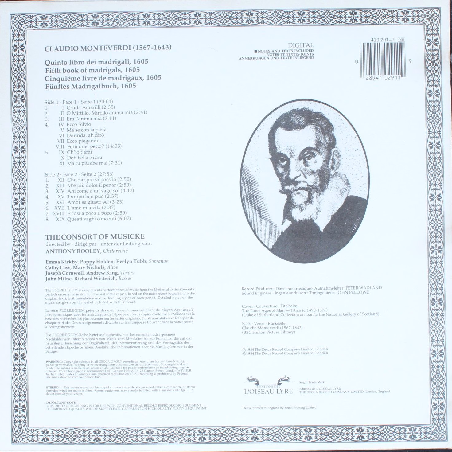 L'Oiseau-Lyre 410 291-1 - Claudio Monteverdi, The Consort Of Mus - Image 2