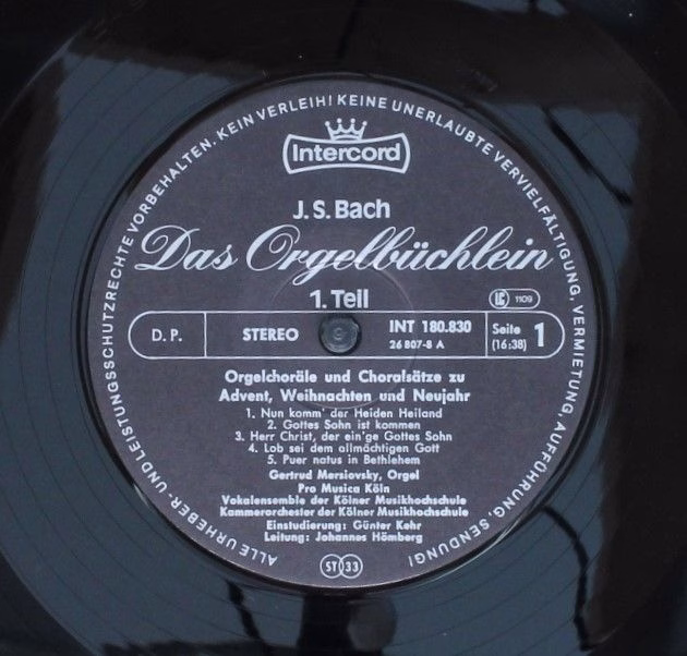 Intercord 180.830 - Johann Sebastian Bach, Gertrud Meriovsky, Pr - Image 5