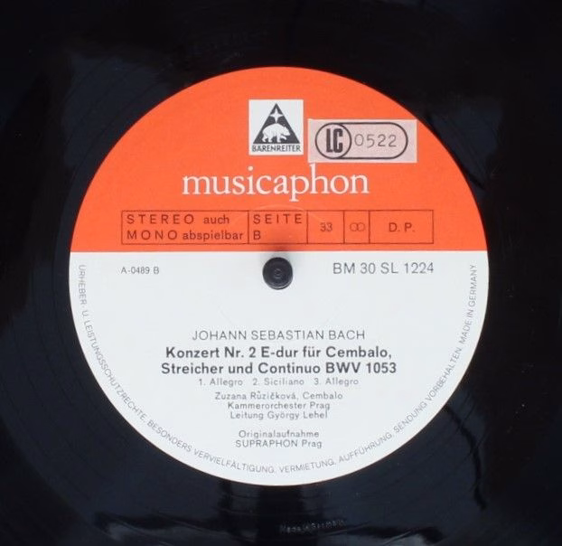 Musicaphon BM 30 SL 1224 - Johann Sebastian Bach, Zuzana Růžičko - Image 4