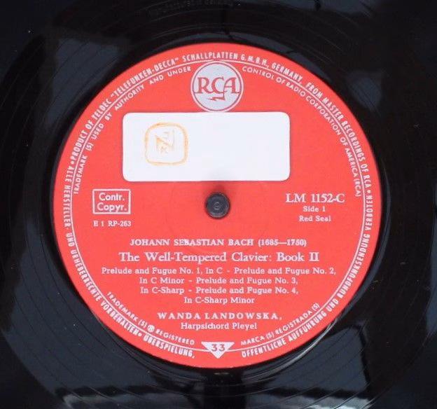 RCA Victor Red Seal LM-1152-C - Johann Sebastian Bach, Wanda Lan - Image 3