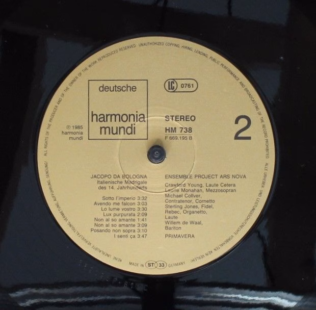 Deutsche Harmonia Mundi HM 738 A - Jacopo Da Bologna, Ensemble P - Image 6