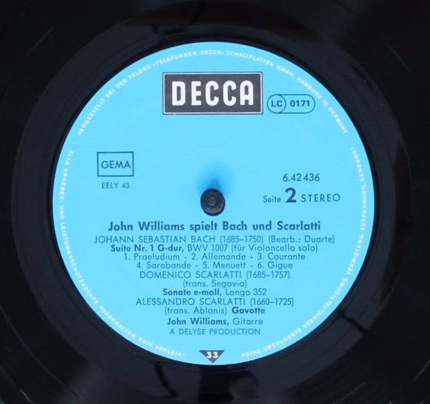 DECCA 6.42436 AH - John Williams (7) - John Williams Spielt Bach - Image 4