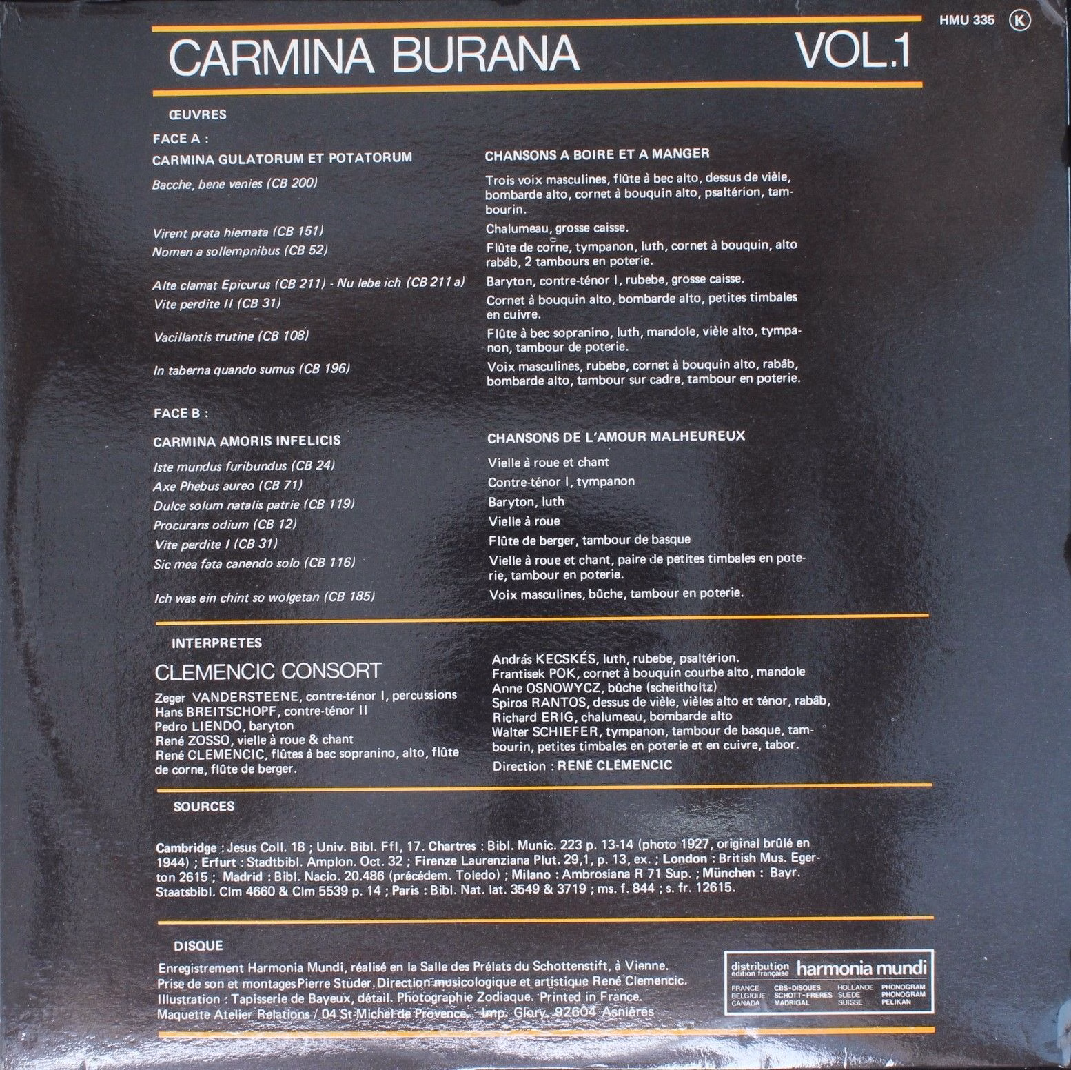 Harmonia Mundi HMU 335 - Clemencic Consort, René Clemencic - Car - Image 2