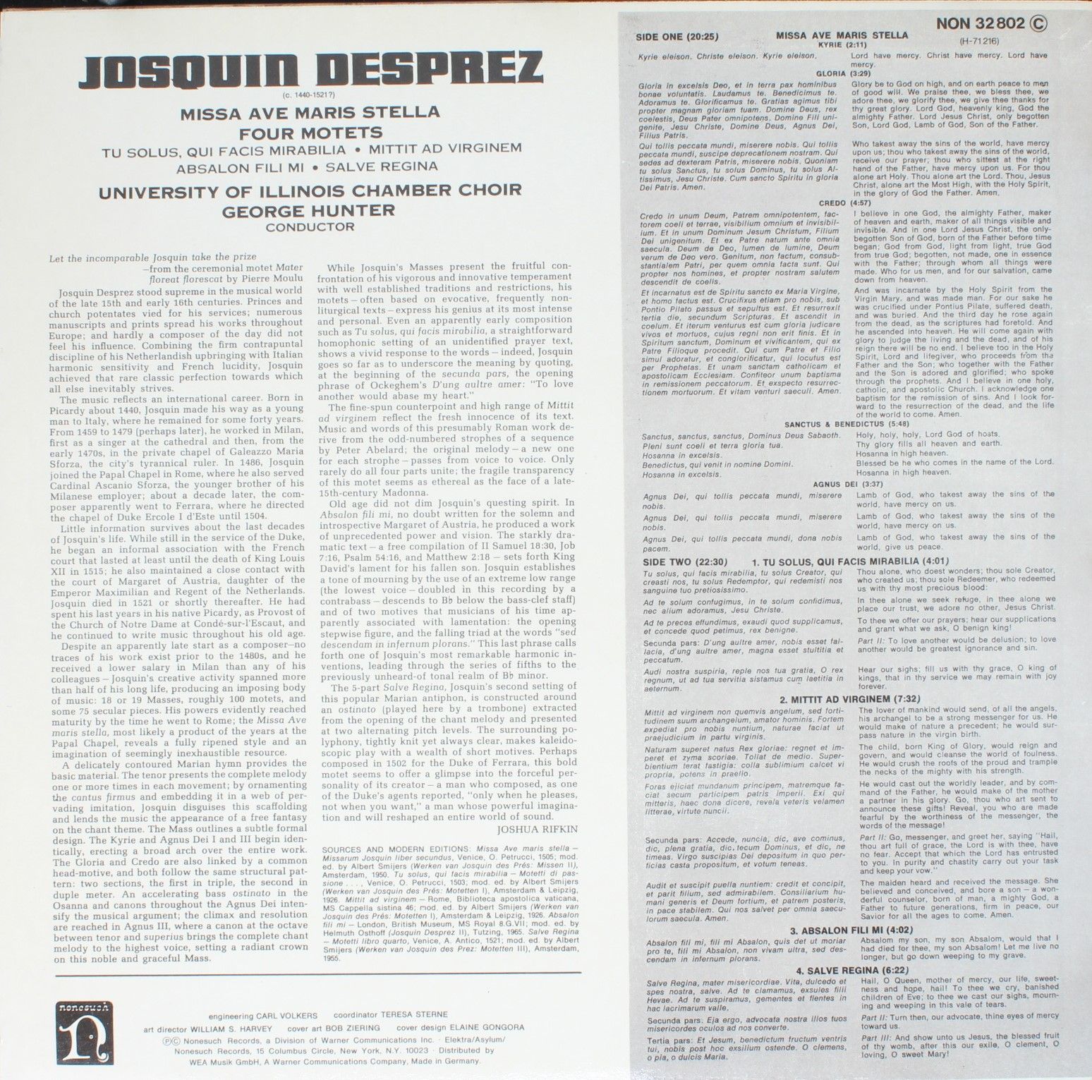 Nonesuch Records NON 32 802 - Josquin Des Prés, University Of Il - Image 2