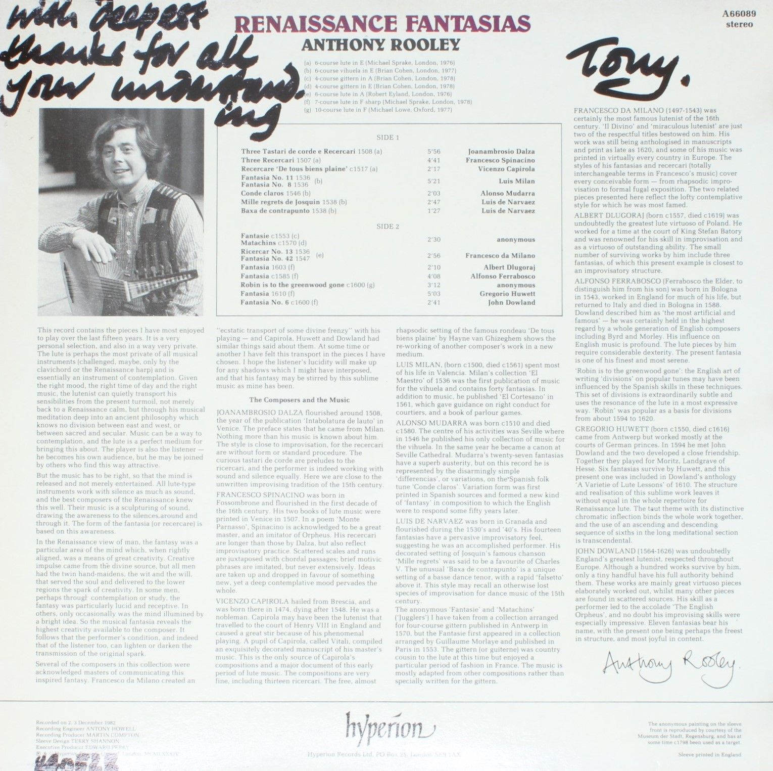 hyperion A66089 - Anthony Rooley - Renaissance Fantasias - Image 2