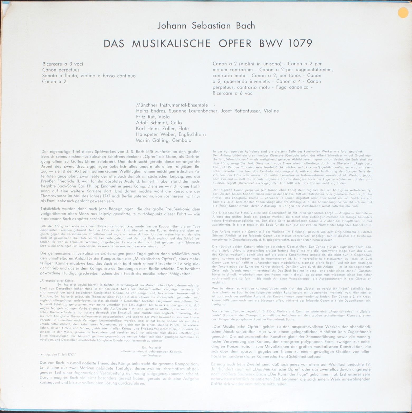 Orbis 21 042 - Johann Sebastian Bach - Das Musikalische Opfer BW - Image 2