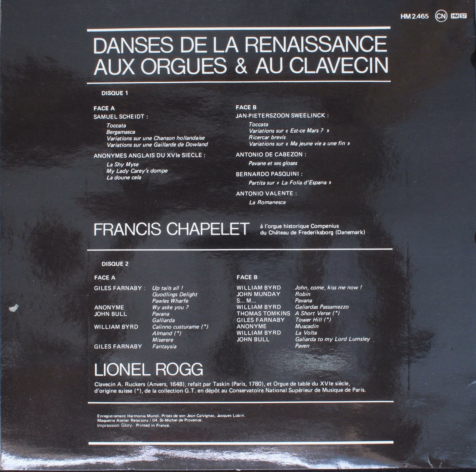 harmonia mundi France HM 2.465 - Francis Chapelet, Lionel Rogg - - Image 2
