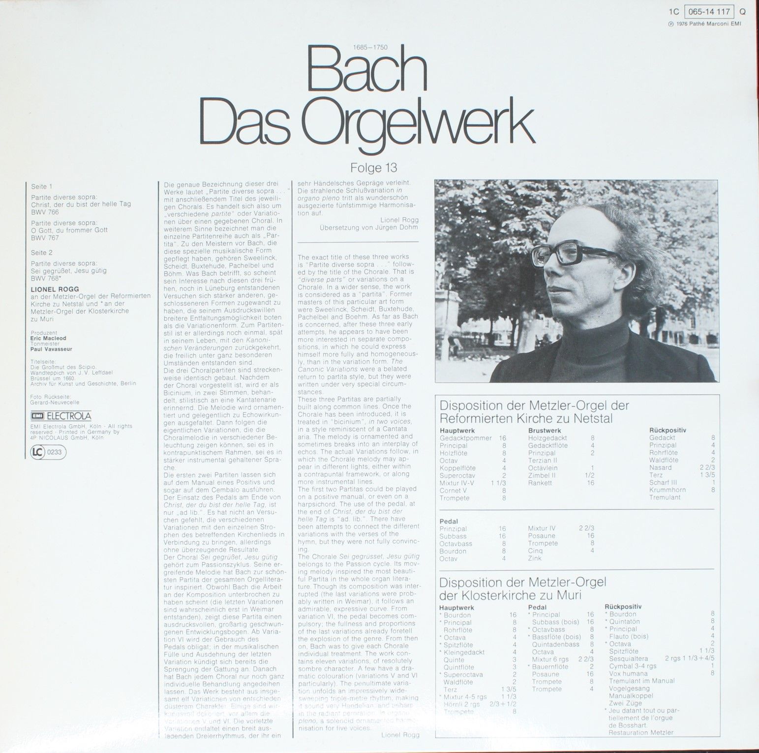 His Master's Voice 1C 065-14 117 Q - Johann Sebastian Bach, Lion - Image 2