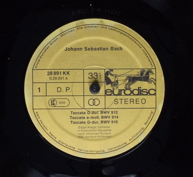 Eurodisc 28 891 KK - Johann Sebastian Bach, Edgar Krapp - Toccat - Image 3