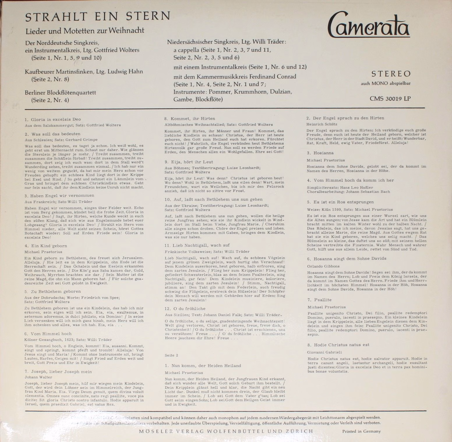Camerata (2) CMS 30019 LP - Various - Strahlt Ein Stern - Image 2