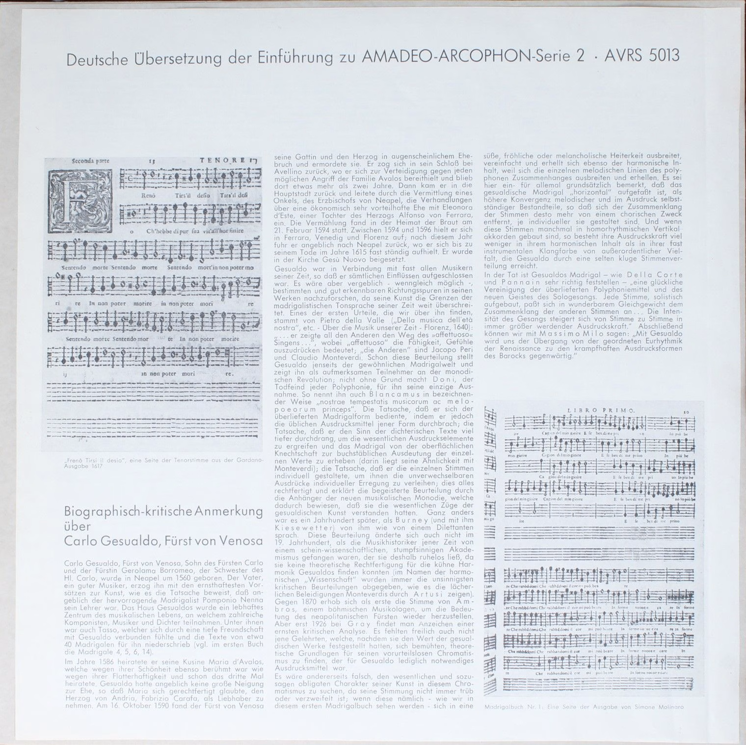 Amadeo AVRS 5013 - Carlo Gesualdo - Madrigali A Cinque Voci Dell - Image 4