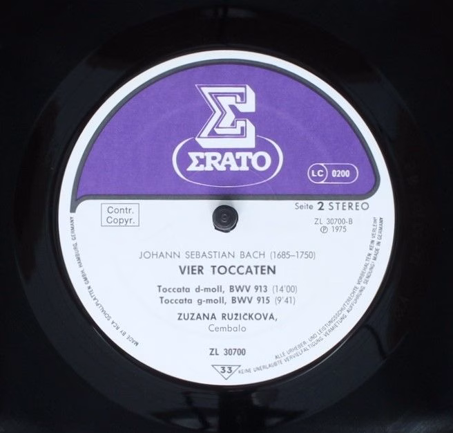 Erato ZL 30700 - Johann Sebastian Bach, Zuzana Růžičková - Vier - Image 4