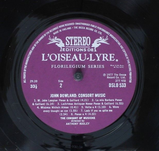 L'Oiseau-Lyre DSLO 533 - John Dowland, The Consort Of Musicke - - Image 4