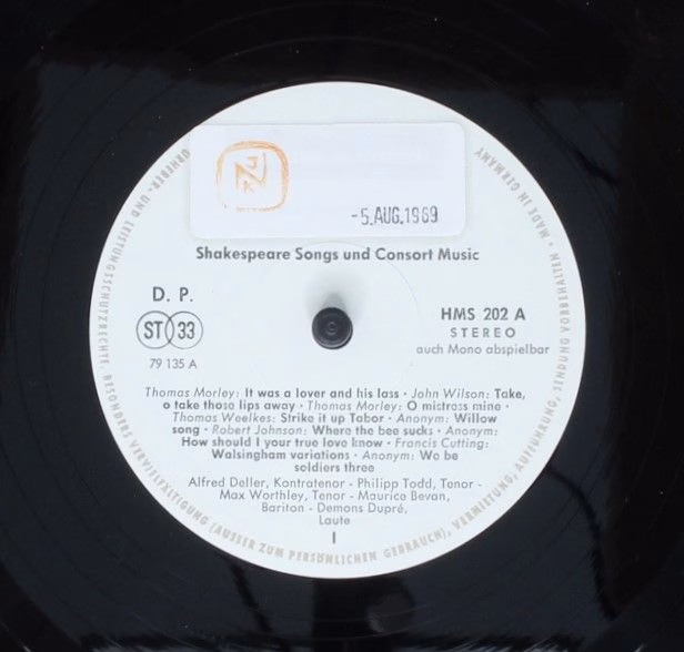 Harmonia Mundi HMS 202 - Deller Consort, Thomas Morley, John Wil - Image 5
