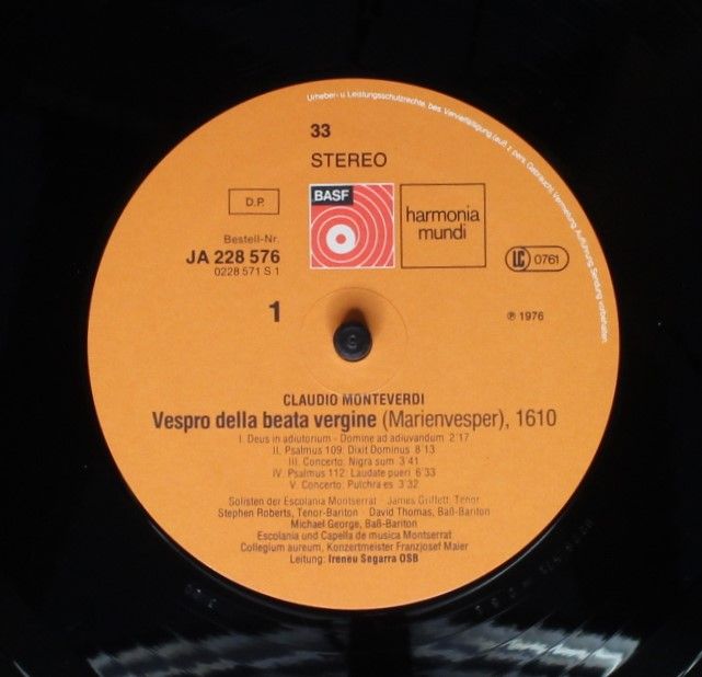 Deutsche Harmonia Mundi JA 228 576 - Claudio Monteverdi - Vespro - Image 6