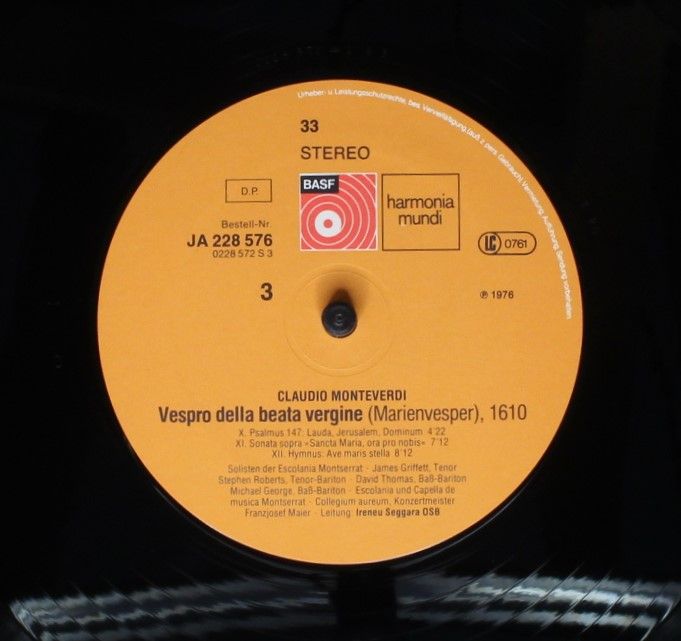 Deutsche Harmonia Mundi JA 228 576 - Claudio Monteverdi - Vespro - Image 8