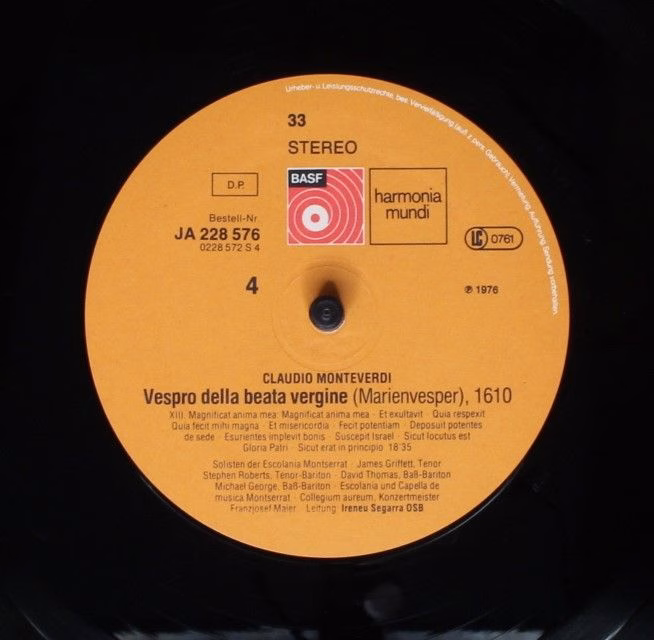 Deutsche Harmonia Mundi JA 228 576 - Claudio Monteverdi - Vespro - Image 9