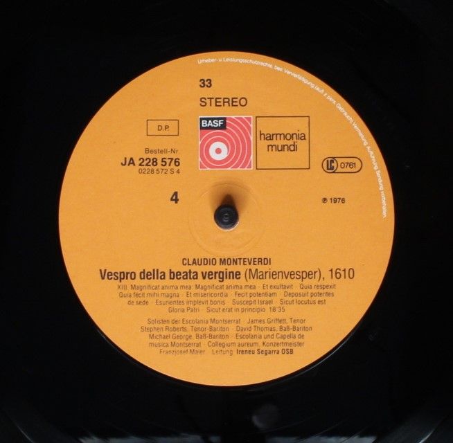 Deutsche Harmonia Mundi JA 228 576 - Claudio Monteverdi - Vespro - Image 9