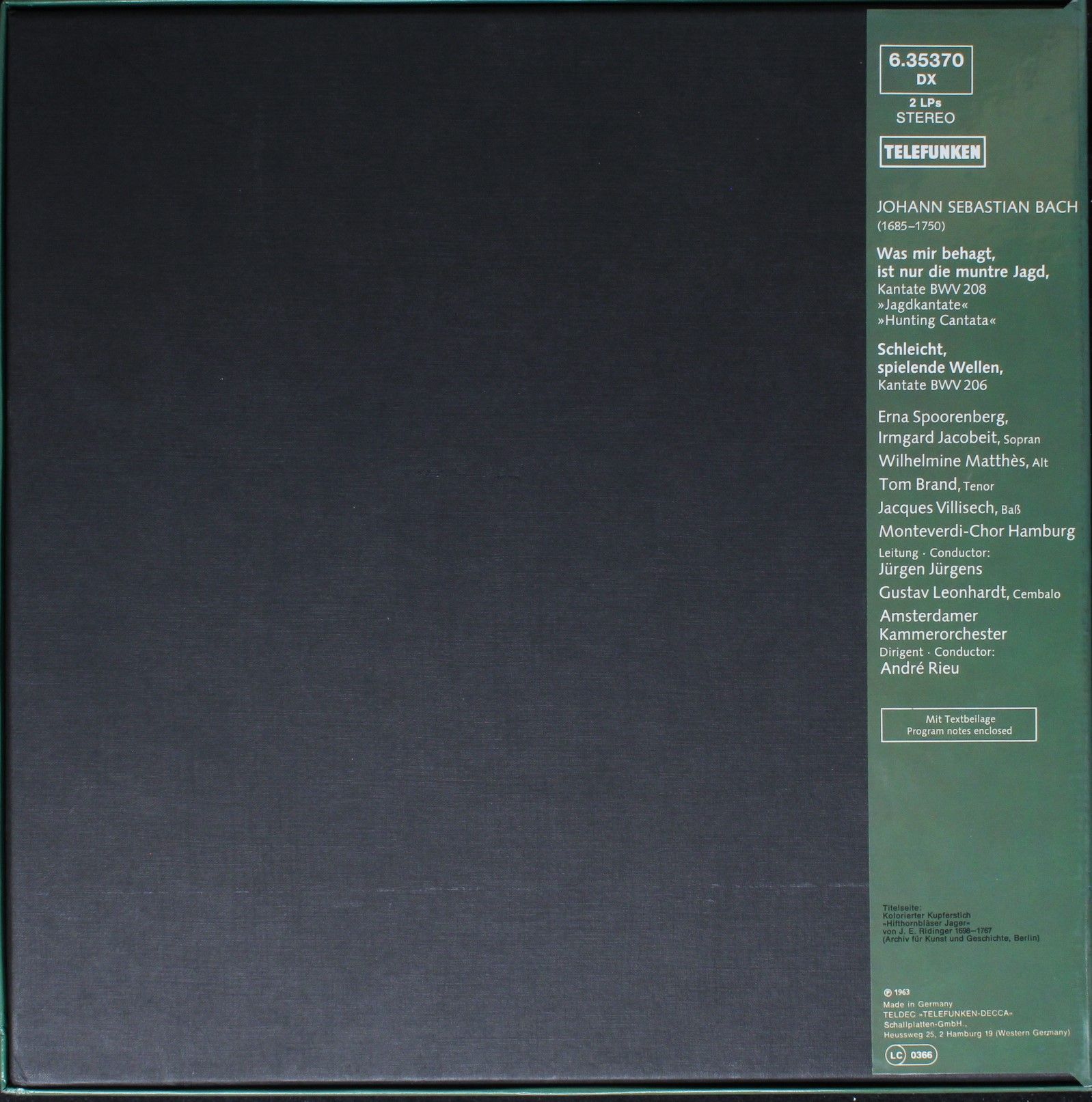 Telefunken 6.35370 - Johann Sebastian Bach, Erna Spoorenberg, Ja - Image 2