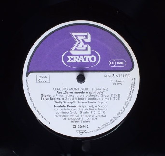 Erato ZL 30694 - Claudio Monteverdi, Ensemble Vocal Et Instrumen - Image 6