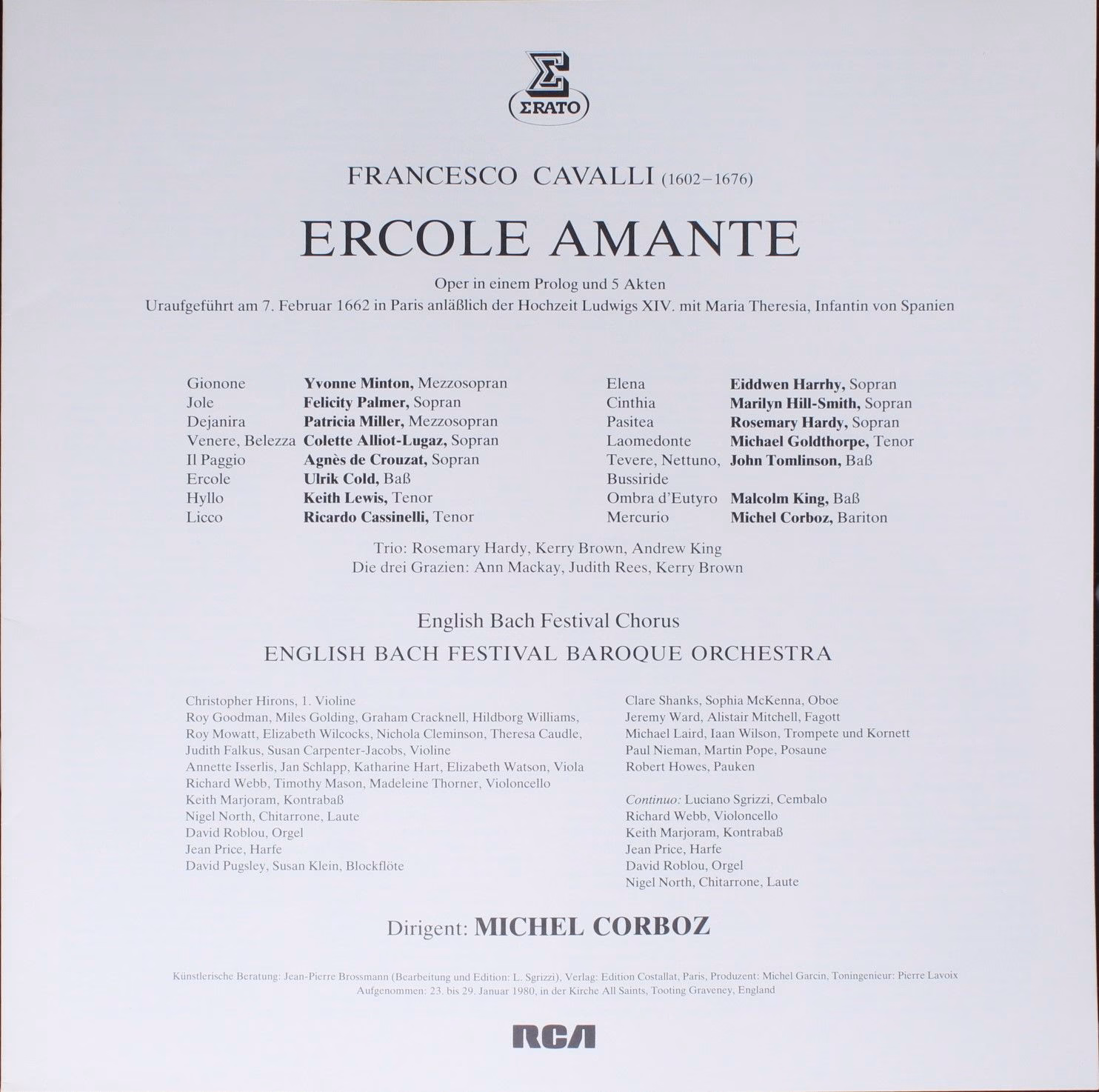 Erato ZL 30718 - Francesco Cavalli, English Bach Festival Chorus - Image 3