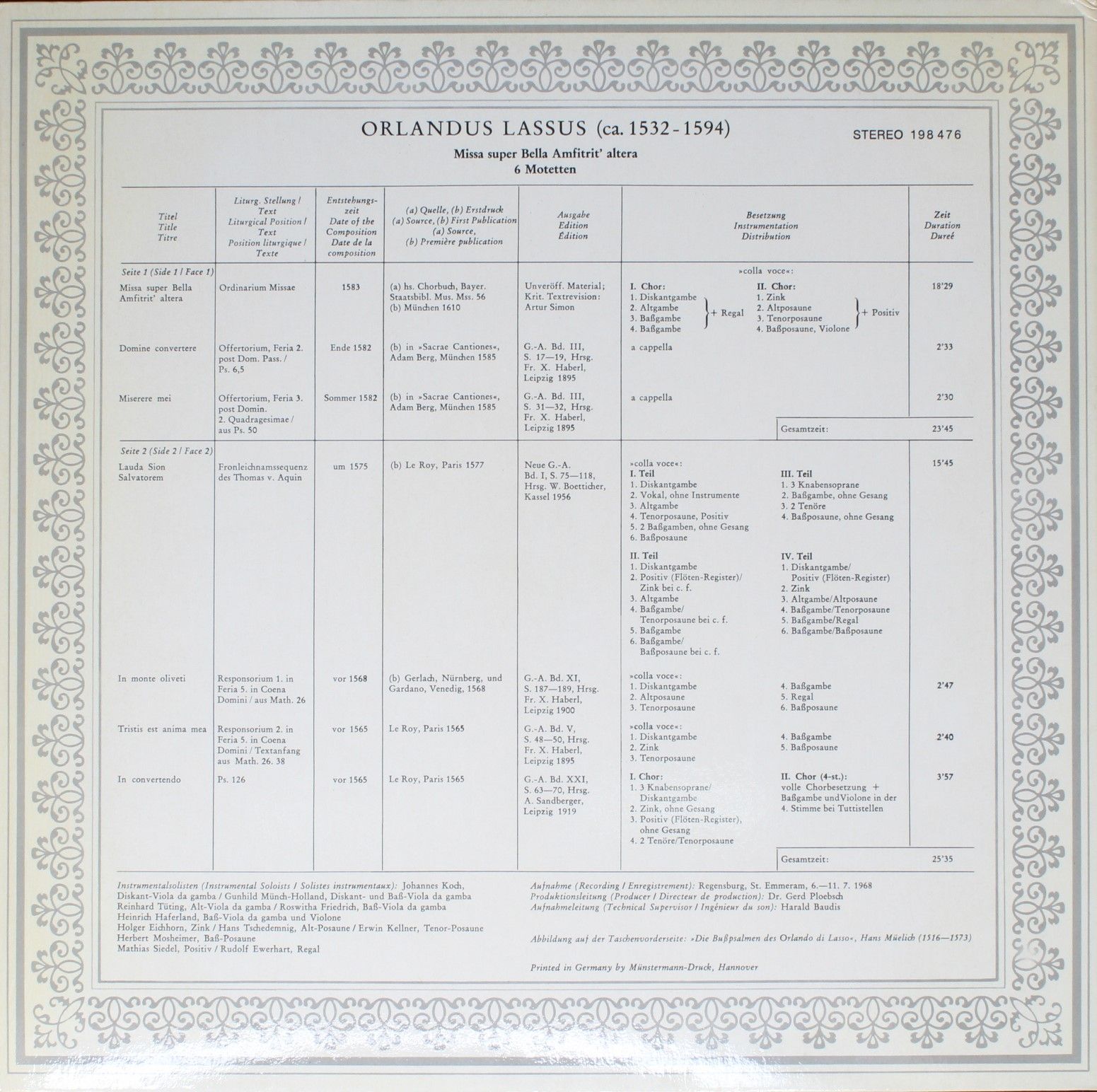 Archiv Produktion 198 476 - Roland de Lassus, Regensburger Domch - Image 2
