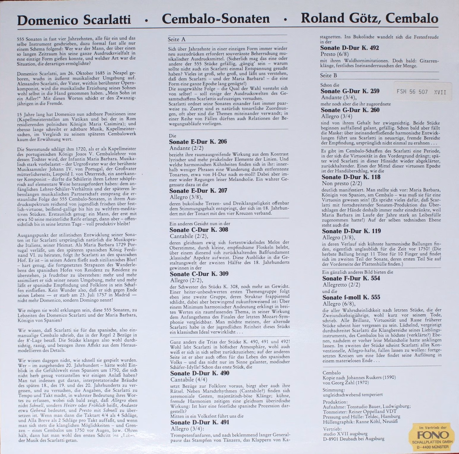 Studio XVII Augsburg 66.22350 - Domenico Scarlatti, Roland Götz - Image 2