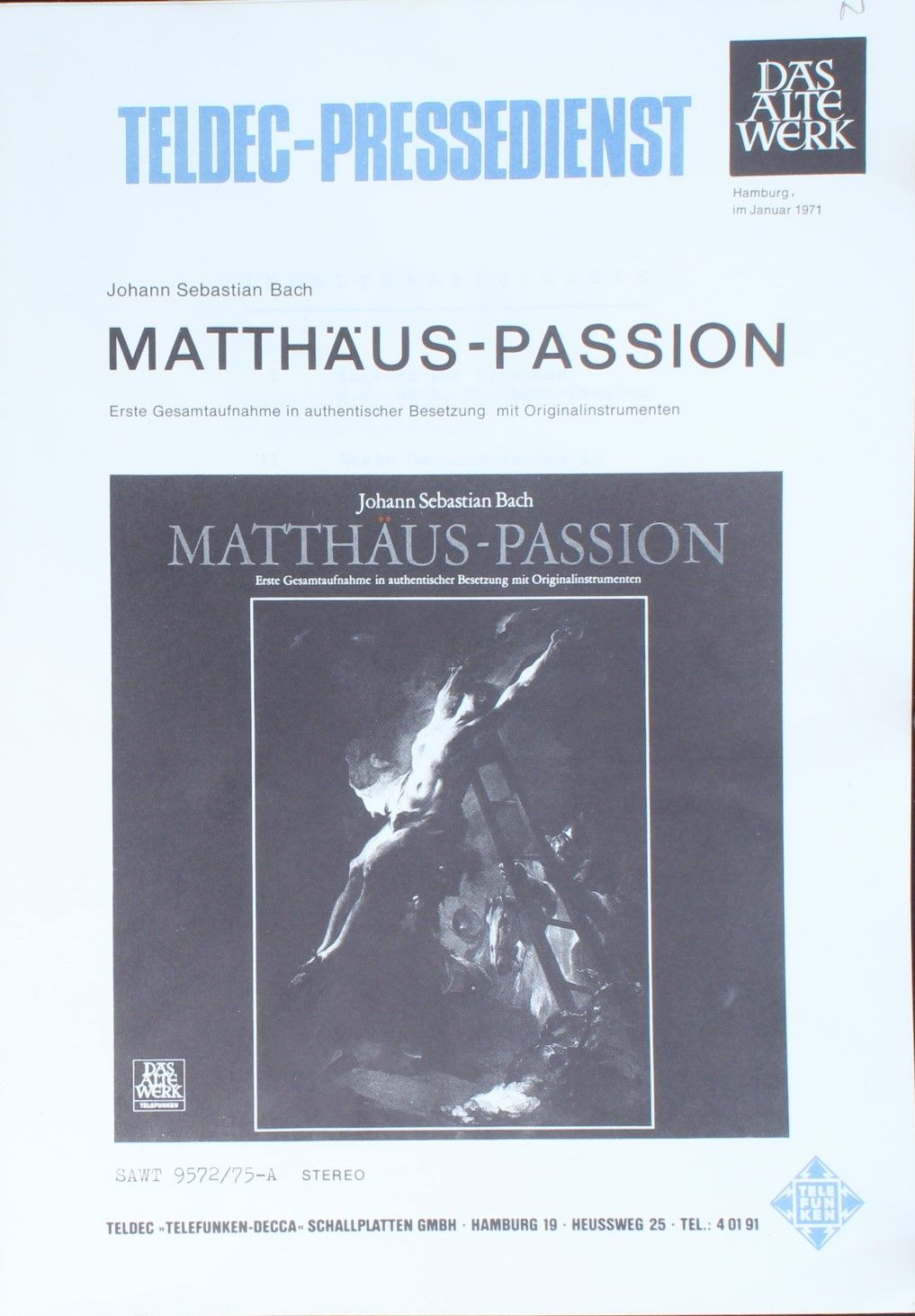 Telefunken SAWT 9572/75-A - Johann Sebastian Bach - Matthäus-Pas - Image 5