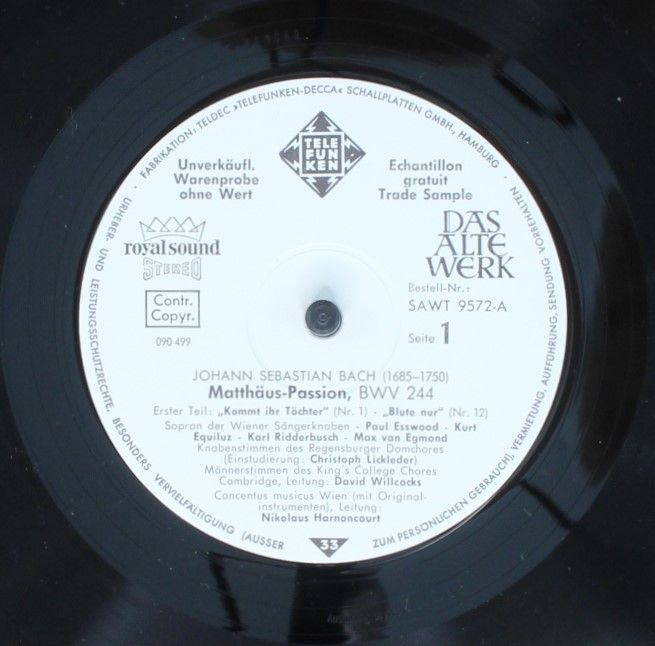Telefunken SAWT 9572/75-A - Johann Sebastian Bach - Matthäus-Pas - Image 6