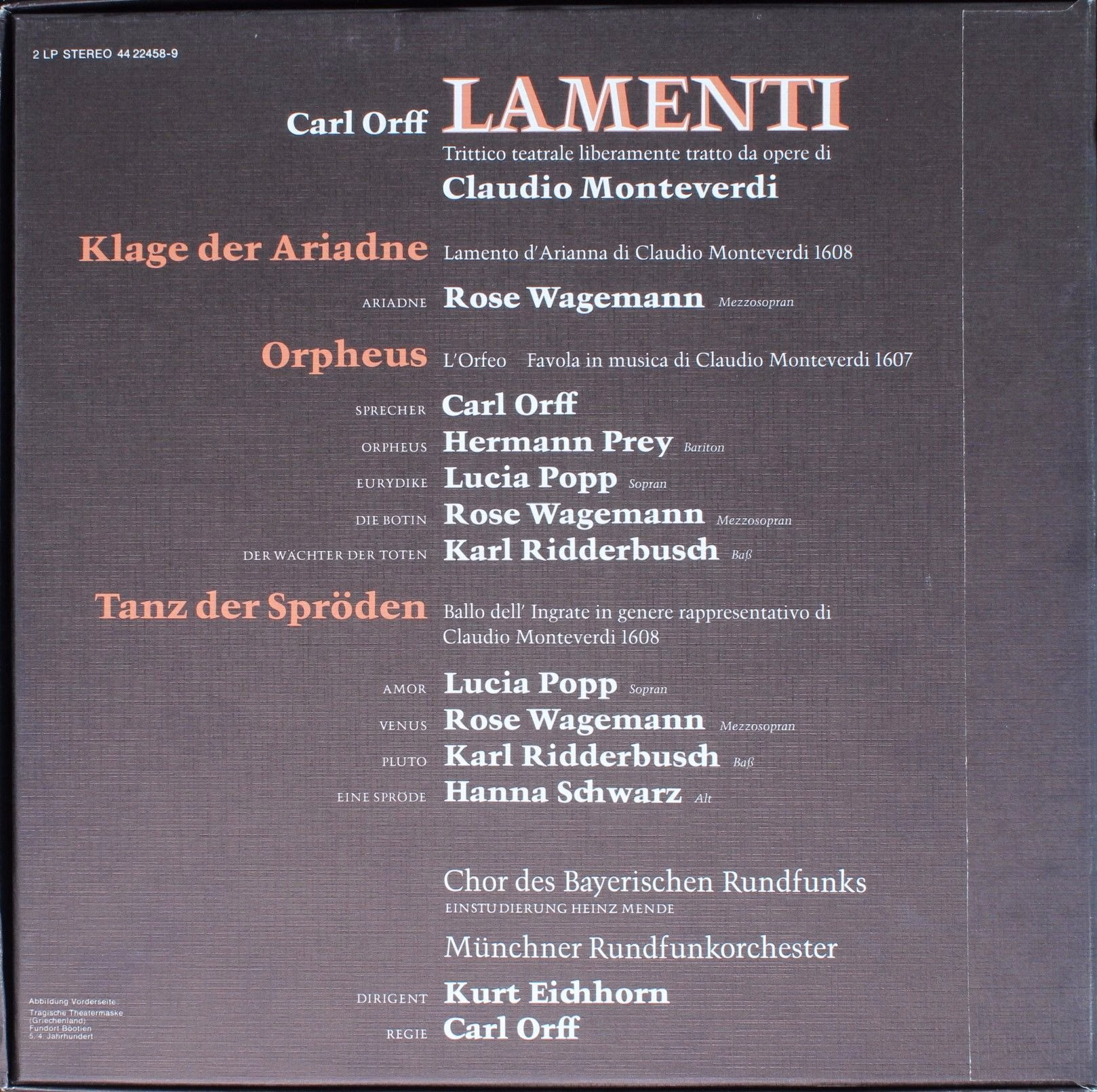 BASF 40 22458-9 - Carl Orff - Lamenti - Trictico Teatrale Libera - Image 2