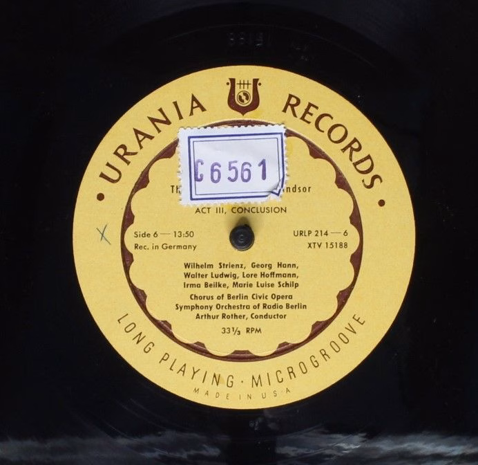 Urania Records (3) URLP 214 - Otto Nicolai, Wilhelm Strienz, Geo - Image 4