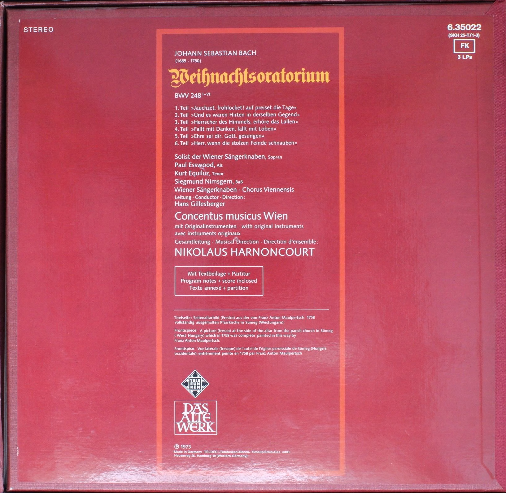Telefunken SKH 25-T/1-3 - Johann Sebastian Bach, Nikolaus Harnon - Image 2