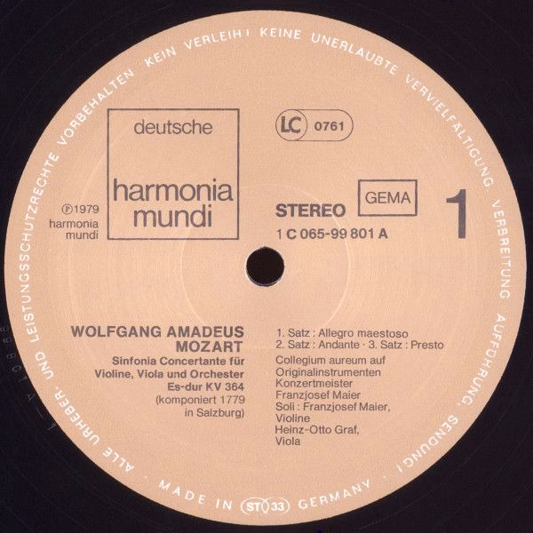 Harmonia Mundi 1C 065-99801 - Wolfgang Amadeus Mozart, Collegium - Image 3