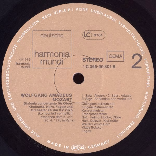 Harmonia Mundi 1C 065-99801 - Wolfgang Amadeus Mozart, Collegium - Image 4
