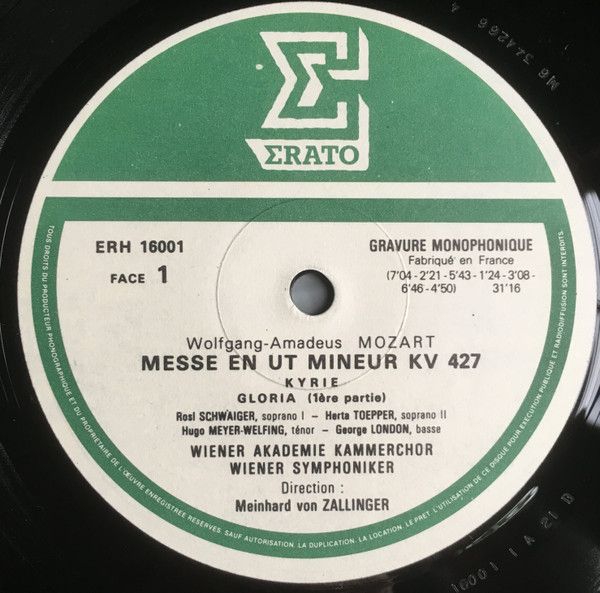 Erato ERH 16001 - Wolfgang Amadeus Mozart, Rosl Schwaiger, Herth - Image 3