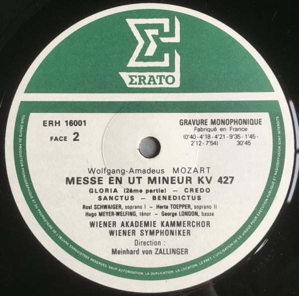 Erato ERH 16001 - Wolfgang Amadeus Mozart, Rosl Schwaiger, Herth - Image 4