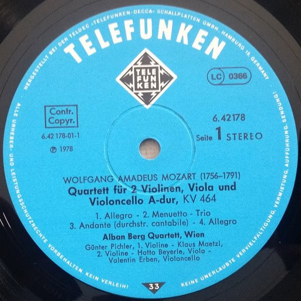 Telefunken 6.42178 AW - Wolfgang Amadeus Mozart, Alban Berg Quar - Image 3