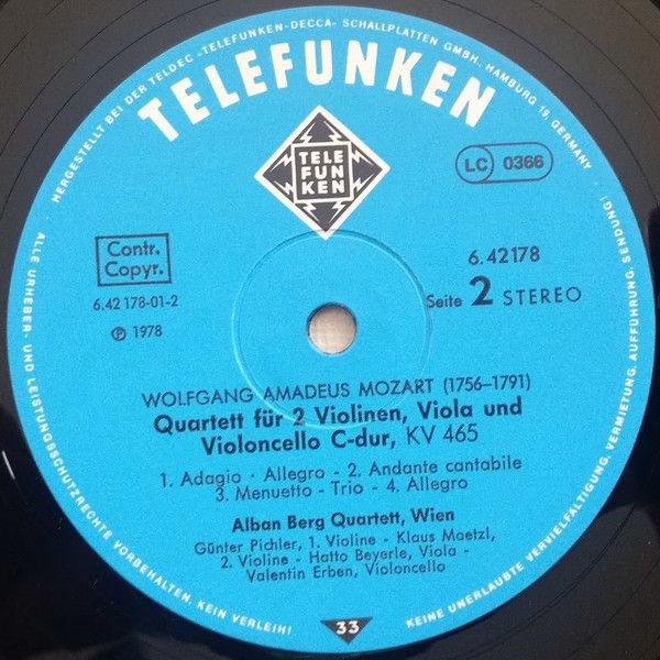 Telefunken 6.42178 AW - Wolfgang Amadeus Mozart, Alban Berg Quar - Image 4