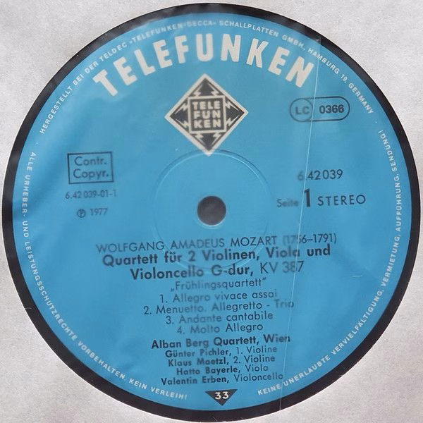 Telefunken 6.42039 AW - Wolfgang Amadeus Mozart, Alban Berg Quar - Image 3