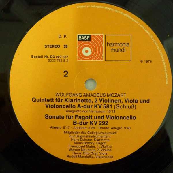 Harmonia Mundi DC 227 537 - Wolfgang Amadeus Mozart, Collegium A - Image 4