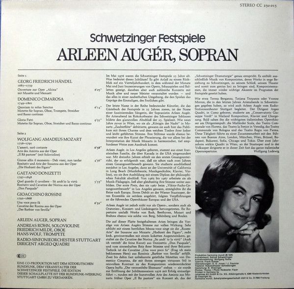 Harmonia Mundi CC 230 015 - Arleen Auger, Radio-Sinfonieorcheste - Image 2