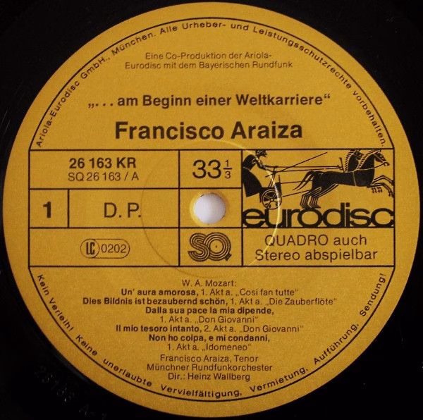 Eurodisc SQ 26 163 KR - Francisco Araiza, Münchner Rundfunkorche - Image 3